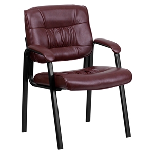 Leather Executive Side Chair - Black Frame, Burgundy 