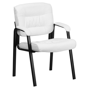 Leather Executive Side Chair - Black Frame, White 