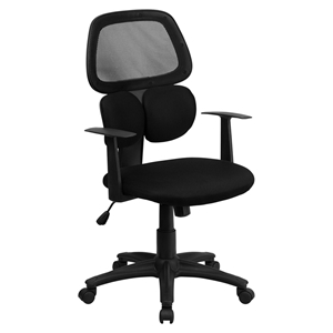 Mid Back Mesh Swivel Task Chair - Flexible Dual Lumbar Support, Black 