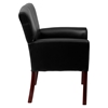 Leather Executive Chair - Mahogany Legs, Black - FLSH-BT-353-BK-LEA-GG