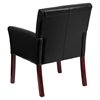 Leather Executive Chair - Mahogany Legs, Black - FLSH-BT-353-BK-LEA-GG