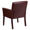 Leather Executive Chair - Mahogany Legs, Burgundy - FLSH-BT-353-BURG-GG