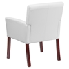 Leather Executive Chair - Mahogany Legs, White - FLSH-BT-353-WH-GG