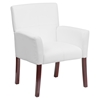 Leather Executive Chair - Mahogany Legs, White - FLSH-BT-353-WH-GG
