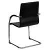 Faux Leather Chair - Chrome Sled Base, Black - FLSH-BT-509-BK-GG