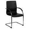 Faux Leather Chair - Chrome Sled Base, Black - FLSH-BT-509-BK-GG
