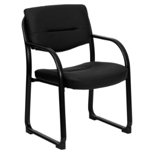 Leather Executive Chair - Sled Base, Black 
