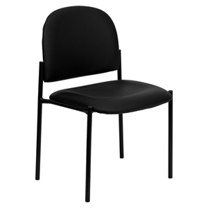 Stackable Side Chair - Black, Faux Leather 