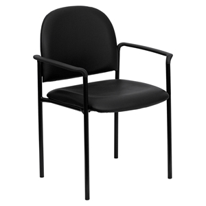 Stackable Armchair - Black, Faux Leather 