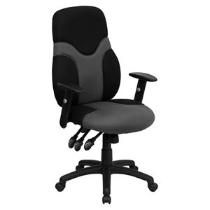 Mesh Swivel Task Chair - High Back, Adjustable, Black and Gray 