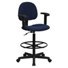 Fabric Drafting Chair - Adjustable Arms, Navy - FLSH-BT-659-NVY-ARMS-GG