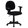 Fabric Swivel Task Chair - Low Back, Adjustable Arms, Black - FLSH-BT-660-1-BK-GG