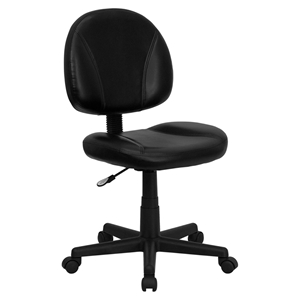 Leather Swivel Task Chair - Mid Back, Black 