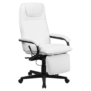 Leather Executive Reclining Swivel Office Chair - High Back, White 