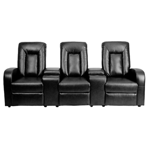 Eclipse Series 3-Seat Theater Seating Unit - Recliner, Black 