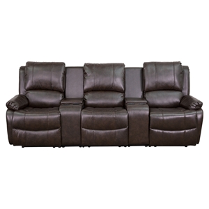 Allure Series 3-Seat Leather Recliner - Brown, Cup Holders 