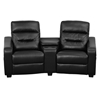 Futura Series 2-Seat Leather Theater Seating Unit - Recliner, Black - FLSH-BT-70380-2-BK-GG