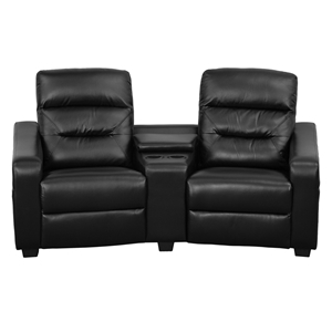 Futura Series 2-Seat Leather Theater Seating Unit - Recliner, Black 