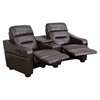 Futura Series 2-Seat Leather Theater Seating Unit - Recliner, Brown - FLSH-BT-70380-2-BRN-GG