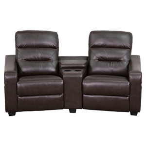 Futura Series 2-Seat Leather Theater Seating Unit - Recliner, Brown 