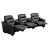 Futura Series 3-Seat Reclining Leather Theater Seating Unit - Black - FLSH-BT-70380-3-BK-GG