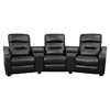 Futura Series 3-Seat Reclining Leather Theater Seating Unit - Black - FLSH-BT-70380-3-BK-GG