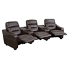 Futura Series 3-Seat Reclining Leather Theater Seating Unit - Brown - FLSH-BT-70380-3-BRN-GG