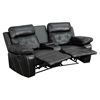 Reel Comfort Series 2-Seat Leather Recliner - Black, Curved Cup Holders - FLSH-BT-70530-2-BK-CV-GG