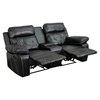 Reel Comfort Series 2-Seat Leather Recliner - Black, Straight Cup Holders - FLSH-BT-70530-2-BK-GG