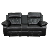 Reel Comfort Series 2-Seat Leather Recliner - Black, Straight Cup Holders