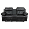Reel Comfort Series 2-Seat Leather Recliner - Black, Straight Cup Holders - FLSH-BT-70530-2-BK-GG