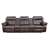 Reel Comfort Series 3-Seat Leather Recliner - Brown, Straight Cup Holders 