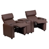 Leather Reclining Theater Seating - Kid, Storage Console, Brown - FLSH-BT-70592-BN-LEA-GG