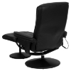 Massaging Leather Recliner and Ottoman - Black - FLSH-BT-7320-MASS-BK-GG