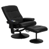 Massaging Leather Recliner and Ottoman - Black - FLSH-BT-7320-MASS-BK-GG