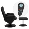 Massaging Recliner and Ottoman - Black, Wrapped Base, Integrated Headrest - FLSH-BT-753P-MASSAGE-BK-GG
