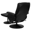 Massaging Leather Recliner and Ottoman - Black, Wrapped Base - FLSH-BT-7600P-MASSAGE-BK-GG
