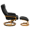 Bonded Leather Recliner and Ottoman - Swiveling Base, Black - FLSH-BT-7615-BK-CURV-GG