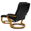 Bonded Leather Recliner and Ottoman - Swiveling Base, Black - FLSH-BT-7615-BK-CURV-GG