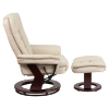 Leather Recliner and Ottoman - Swiveling Base, Beige - FLSH-BT-7818-BGE-GG