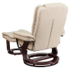 Leather Recliner and Ottoman - Swiveling Base, Beige - FLSH-BT-7818-BGE-GG