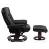Bonded Leather Recliner and Ottoman - Swiveling Base, Swivel Seat, Black - FLSH-BT-7818-BK-GG