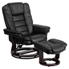 Bonded Leather Recliner and Ottoman - Swiveling Base, Swivel Seat, Black 
