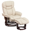 Leather Recliner and Ottoman - Swiveling Base, Swivel Seat, Beige 