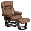 Leather Recliner and Ottoman - Swiveling Base, Palimino 