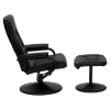 Leather Recliner and Ottoman - Wrapped Base, Black - FLSH-BT-7862-BK-GG