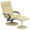 Leather Recliner and Ottoman - Wrapped Base, Cream - FLSH-BT-7862-CREAM-GG