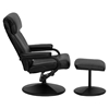 Leather Recliner and Ottoman - Wrapped Base, Pillow Top Headrest, Black - FLSH-BT-7863-BK-GG
