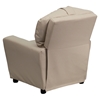 Upholstered Kids Recliner Chair - Cup Holder, Beige - FLSH-BT-7950-KID-BGE-GG