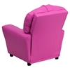 Upholstered Kids Recliner Chair - Cup Holder, Hot Pink - FLSH-BT-7950-KID-HOT-PINK-GG